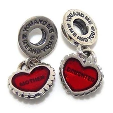 1 Pair of Piece of My Heart (Mother Daughter)Dangle Charms European Bead Compati
