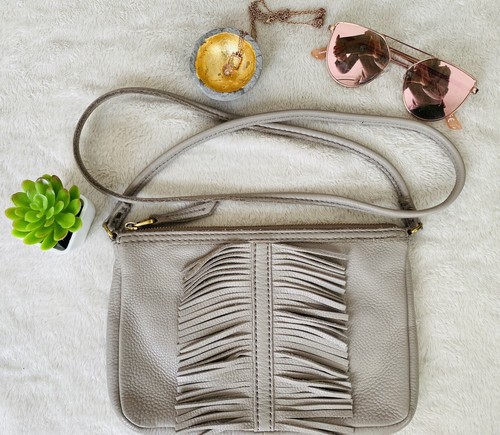 FOSSIL Fringed Fringe Pebble Leather 