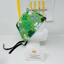 St. Patrick's Day Green w/Clover Unisex Skull/Chemo Surgical Scrub Hat/Cap