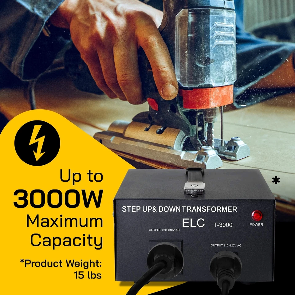 ELC T Series 3000+ Watt Voltage Converter Transformer - Step Up/Down - 110v t... - Image 4 of 4