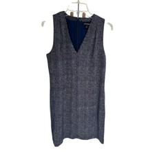 Banana Republic Women's Dress Size 8 Blue Herringbone V-Neck Shift AK107