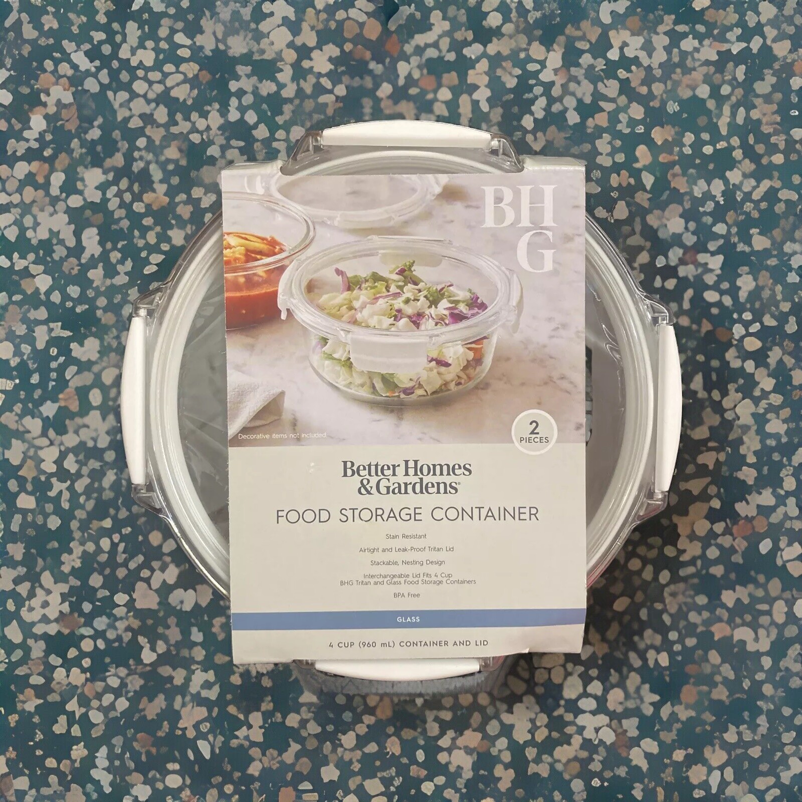 Round Glass Food Storage 4cup Container w/Tritan Lid | BH&G *Never Been Used*