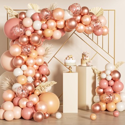 ADOINBY Blush Dusty Rose Pink Balloons Garland Arch Kit 166Pcs Retro Boho Neu...