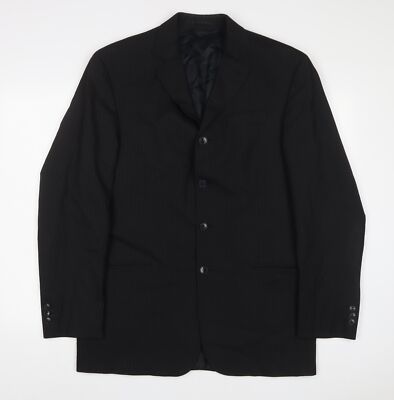 NEXT Herren Sakko Anzugjacke schwarz gestreift Wolle Größe 40 Regular