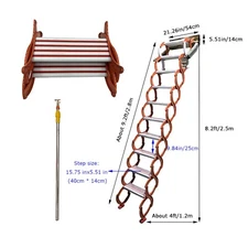 10+2 Steps Orange Wall Mounted Loft Wall Ladder Pull Down Ladder Stairs