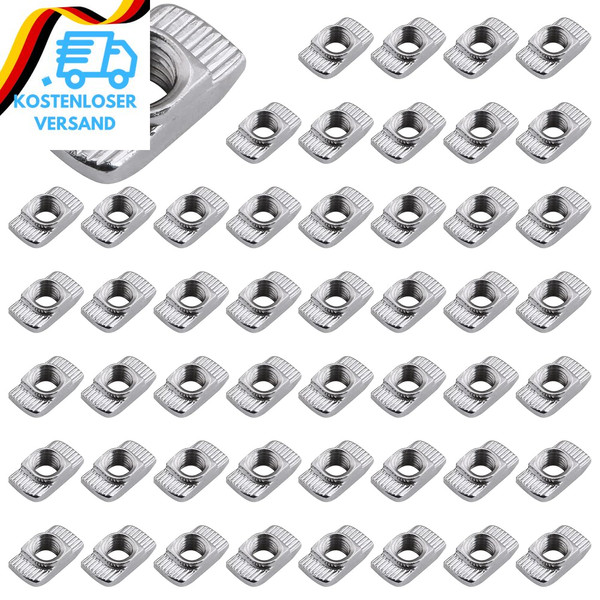 Yeepeo 50 StüCk Hammerkopfmutter 8Mm Nut 8, M6 Gewinde 3030 Profil Nutensteine K-image