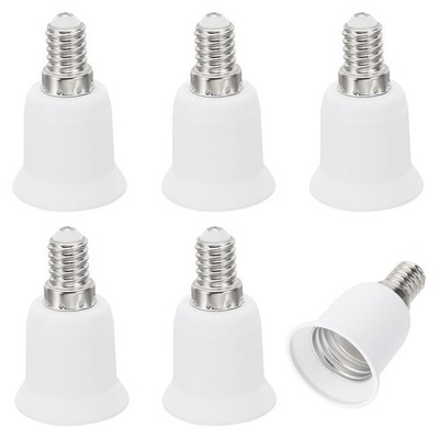 6pcs E14 to E26/E27 Light Bulb Socket Adapter Lamp Holder Screw Base White