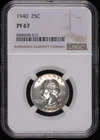 1940 Washington Quarter Dollars Silver Coinage NGC PF-67 Proof