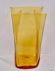 Blenko Art Glass Hand Blown Amber  PAPER BAG  8 1/2" tall Vase #8813
