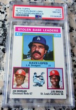 DAVEY LOPES JOE MORGAN LOU BROCK 1976 Topps Leaders PSA 8 NM - MINT WS Champs🔥$