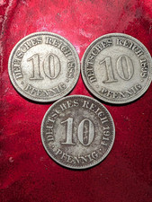 3--1888A  1898F 1914A GERMANY GERMAN EMPIRE 10 PFENNIG COIN #800