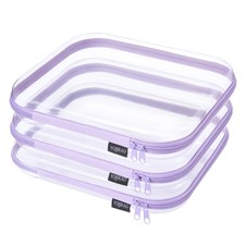 YQBRAO 3-Pack Large Clear Hard Shell Zipper Case, 1.2mm 3 Pack L , Purple