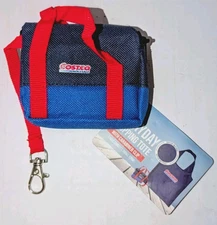 Costco Mini Shopping Tote Zipper Storage Pouch Keychain Reusable Bag Inside NWT!