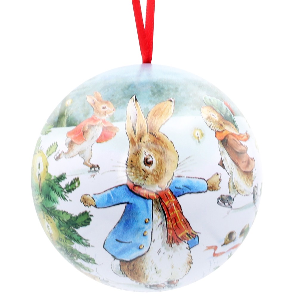 Peter Rabbit Christmas Bauble Festive Ice Skating Theme