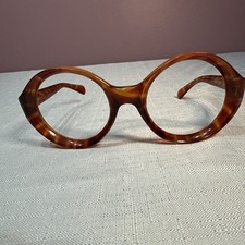 Vtg Womens Sunglasses Round Oversize MOD Italy Tortoiseshell 60s Frame Only