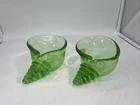 RARE Vtg Seguso Vetri Murano Pair GLASS Green CONCH SHELL Seashell Paperweight