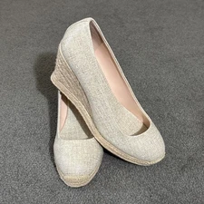 J. Crew Wm's 8 Seville Espadrille Slip On Wedges Heels Gold Metallic Beachy NEW