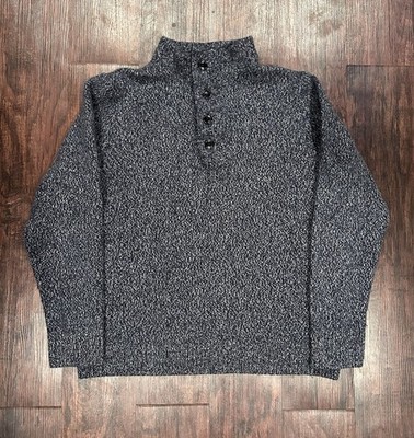 Barbour Gray Wool Button Quarter Zip Knit Sweater Mens Size Large