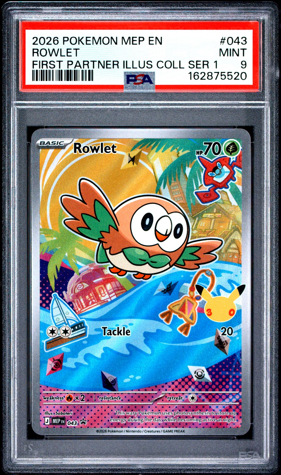 2026 POKEMON MEP EN-ME BLACK STAR PROMO #043 ROWLET PSA 9