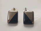 Vintage 1960-70s Mexican Modernist 925 Sterling Silver Onyx Pierced Earrings Exc — photo 5