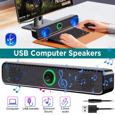 Mini Computer-Lautsprecher für Desktop-PC, Bluetooth Soundbar 3D-Surround-Stereo