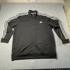Adidas Essentials Warm-Up 3 Stripes Track Top Jacket Black Men's Size 2XL