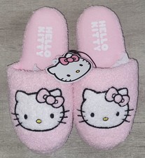 Sanrio Hello Kitty Girl's Kids Pink Head Logo Slide Scuff Slippers Size 2 3 NWT