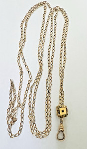 Victorian 46 In Long Ladies Gold Filled Watch or Muff Chain With Slide Necklace