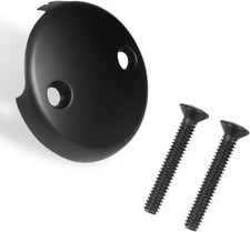 Two-Hole Tub Overflow Drain Cover, 3-1/8" Bathtub Cover Matte Black 