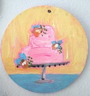 Original Mini Painting Cake, abstract, Whimsical, Acrylic, wood, Impasto,3.5" — photo 1
