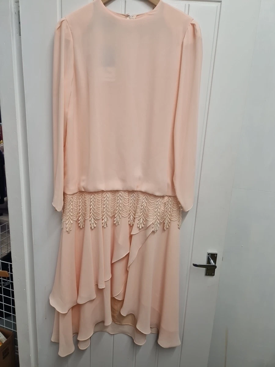 Jupe Trompette Gina Bacconi Rose, Taille 14 (42), Longueur Midi, Zippée, Très Bon état