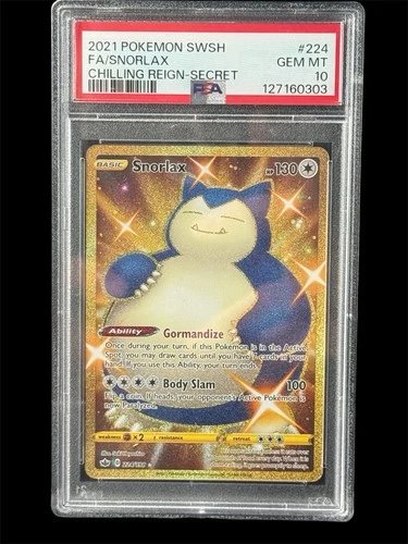 2021 Pokemon SWSH Chilling Reign Secret #224 FA Snorlax PSA 10  High Cert
