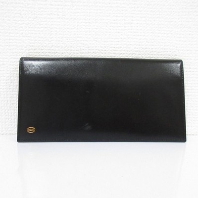 Cartier Pasha Line Leather Long Wallet Folded Black Men's Used