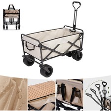 Folding Wagon Portable Camping Cart Collapsible Foldable Trolly Wide Wheels
