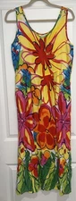 VTG Jams 50 Years World Artsy Sleeveless Maxi Dress Whimsical Colorful L FURPHY