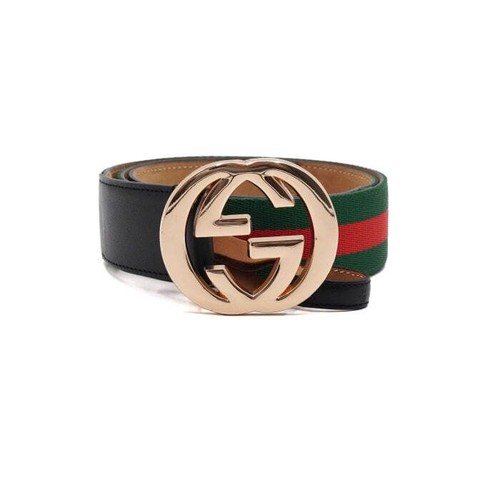 Gucci Interlocking Web Triple Trim Big Buckle Men's Belt 114984 156081633