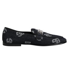 DOLCE & GABBANA Shoes Blue Logo Cotton Loafers Formal Dress EU43 / US10 1350usd