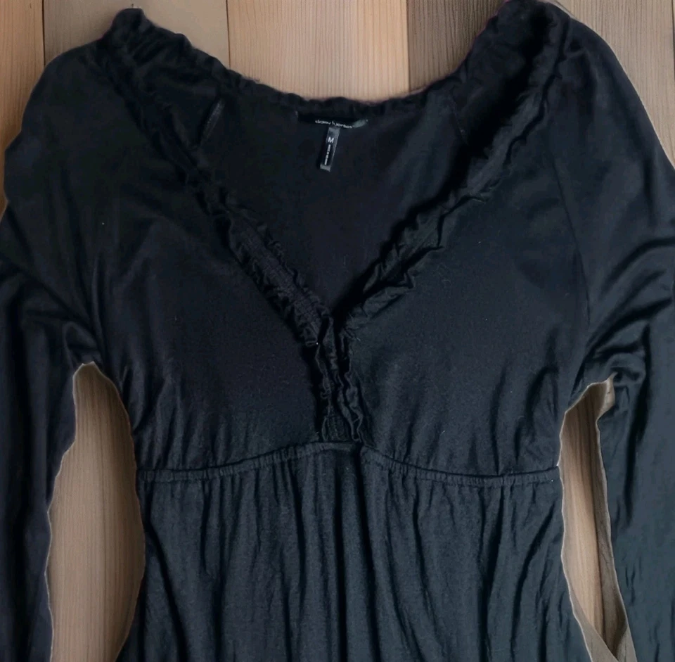 Top Babydoll Y2K M Whimsigoth Hada Oscura Grunge Volantes Cuello en V Bruja Femenina Foto 3 de 4