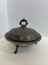 Vintage F B Rogers Round Covered Casserole W/Liner-10.5" Across