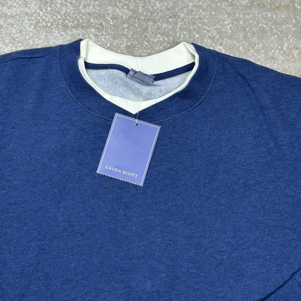 Laura Scott Sweatshirt Womens XL Navy Missy Basic Fleece Crewneck New Tagged - Image 2 of 4