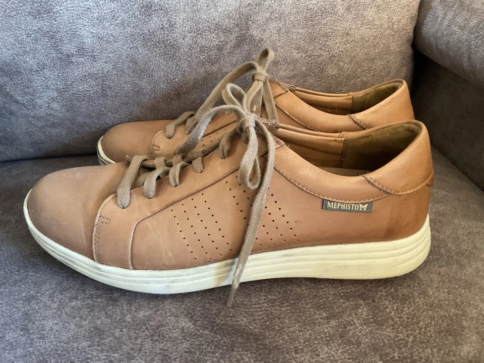 MEPHISTO CITY ТУРИСТИЧЕСКИЕ МУЖСКИЕ РАЗМЕР 8 КОНЬЯК НУБУК КОЖАНЫЕ КРОССОВКИ AIR JET SYSTEM - Изображение 3 из 4
