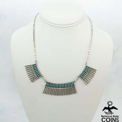 Südwestliche Indianer Silber & Türkis Nadelspitze Boho Halskette
