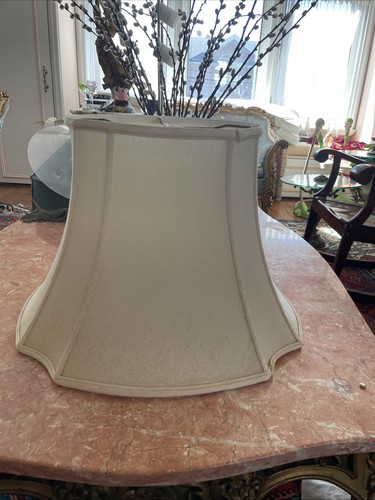 Cut Corner Inverted Square Lamp Shade Ivory Fabric - Picture 2 of 11