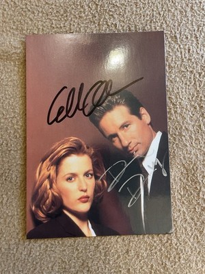 Akte X Autogramm signiert David Duchovny Gillian Anderson X Files 10x15 Postkart