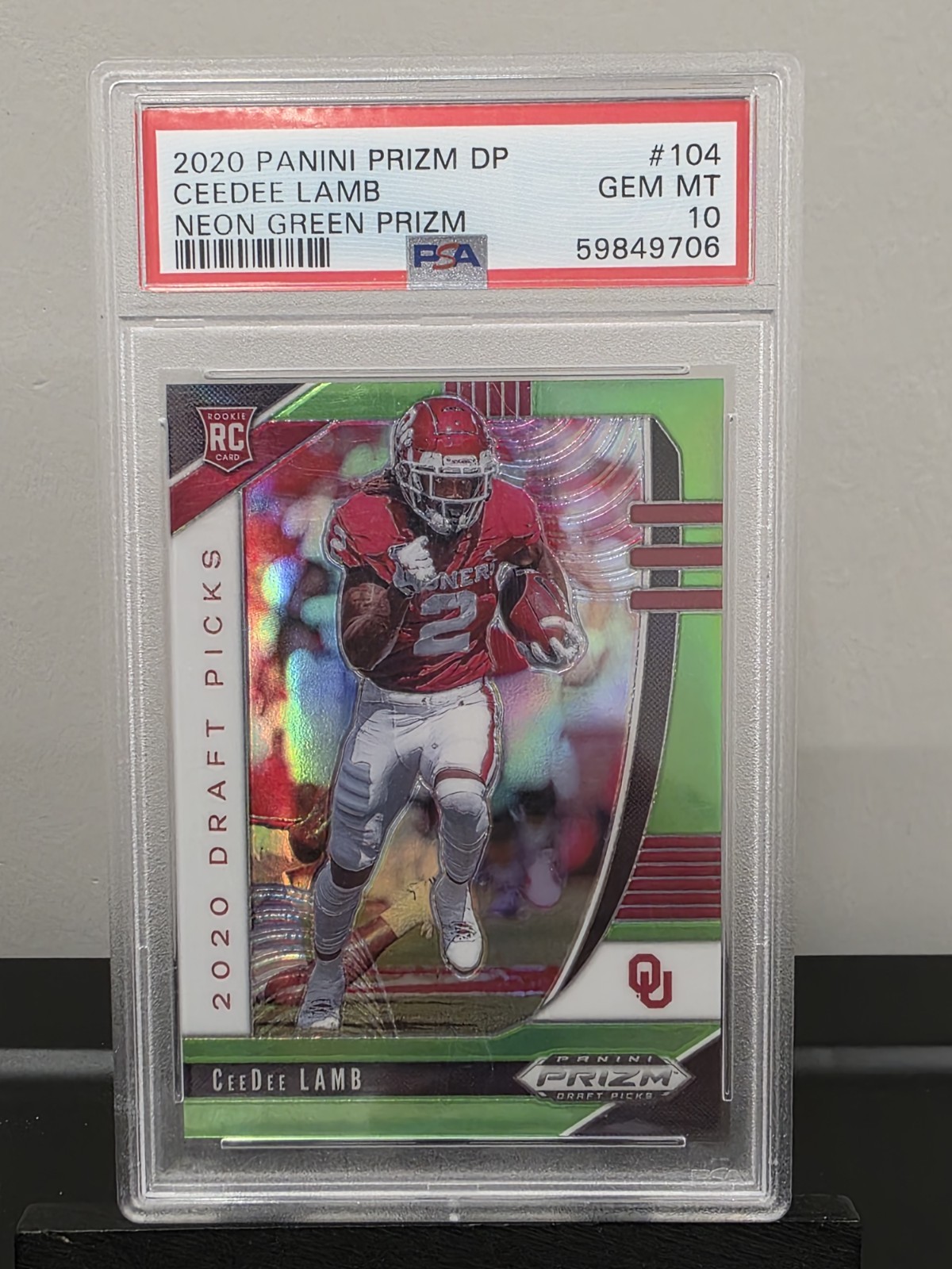 CeeDee Lamb Panini Prizm Draft Picks #104 Neon Green