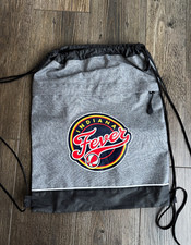 Leeds Indiana Fever WNBA Drawstring Backpack Gym Bag w/ Zipper Pocket Gray/Black
