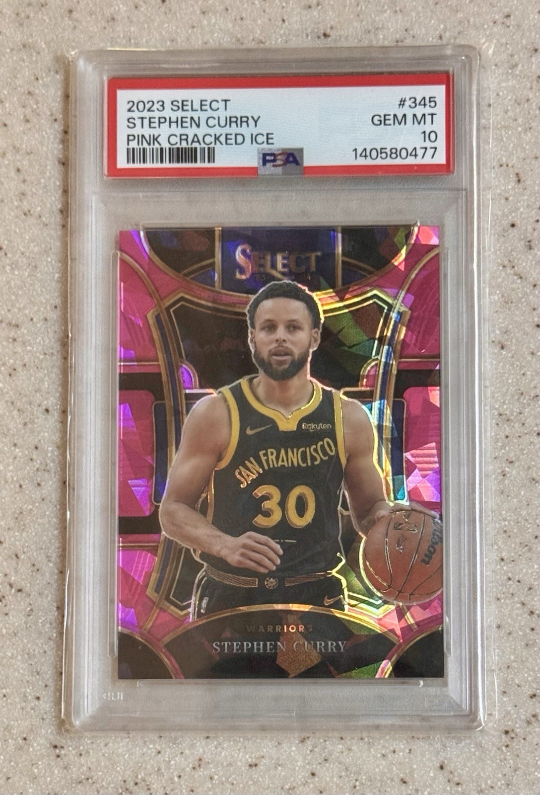 2023 Panini Select Mezzanine Steph Curry #345 Pink Cracked Ice #d/99 PSA 10 GEM