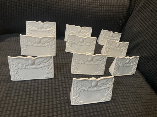 10 Straffordshire Liberty blue Place Card Holders, Wedding