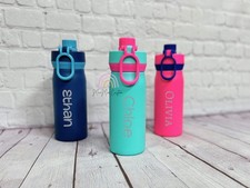 Personalized Water Bottle with Chug Lid, Custom Engraved Kids 16oz Bottle