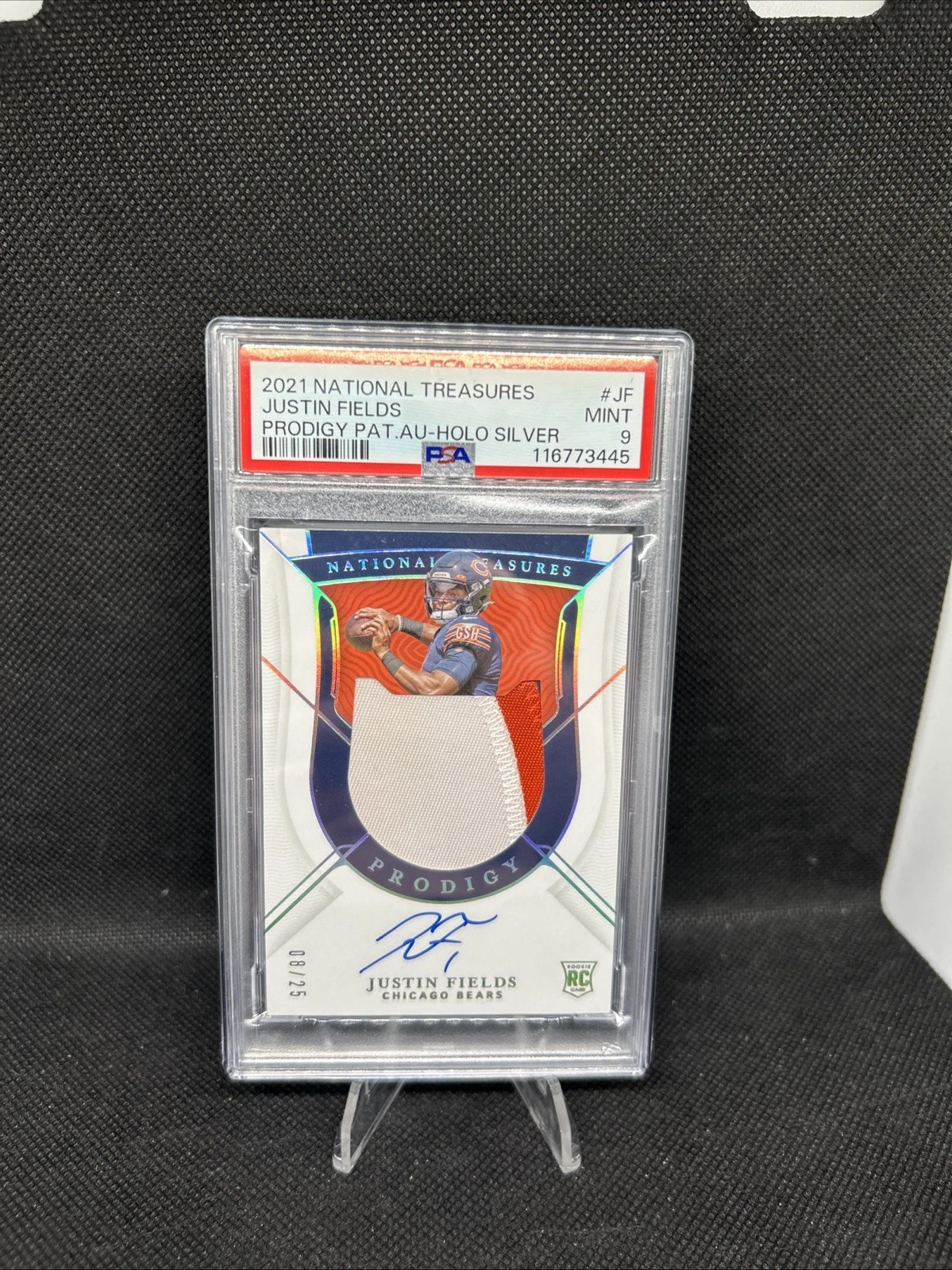 Justin Fields Panini National Treasures Prodigy Patch Autographs #JF Holo Silver